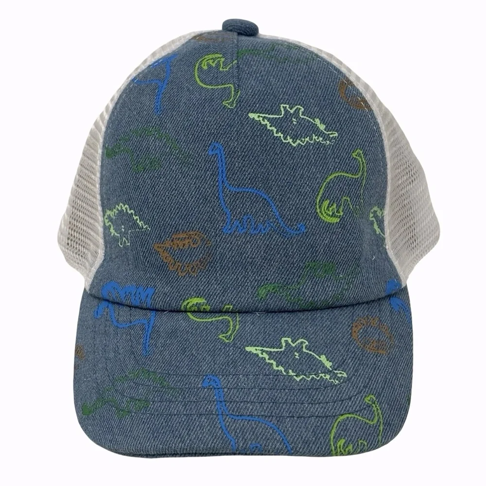 Cat & Jack Dinosaur Denim Baseball Hat Adjustable Snapback Trucker Mesh Cap OSFM